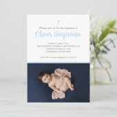 Baptême bleu invitation (Debout devant)