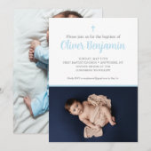 Baptême bleu invitation (Devant / Derrière)