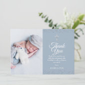 Baptême bleu poussiéreux Photo Merci d'argent (Debout devant)