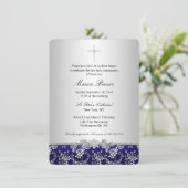 Baptême Bleu Rose & Cross / Invitation Christening (Debout devant)