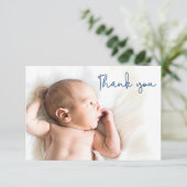 Baptême bleu simple carte de remerciements photo g (Debout devant)