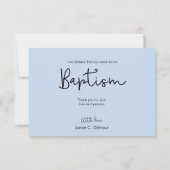 Baptême bleu simple carte de remerciements photo g (Dos)