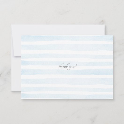 Baptême Bleu Stripes Photo Carte de remerciements (Dos)