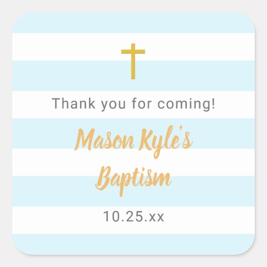 Baptême Blue Gold Merci de favoriser autocollant (Devant)