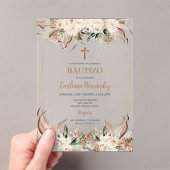 Baptême Boho espagnol Acrylique Floral Invitation (In situ (ordinateur de poche))