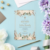 Baptême Boho espagnol Acrylique Floral Invitation (Insitu (Mariage))