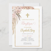 Baptême Boho invitation pour fille (Devant)