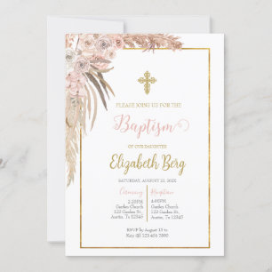 Baptême Boho invitation pour fille