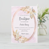 Baptême Boho rose invitation pour fille (Debout devant)