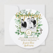 Baptême botanique PHOTO Invitations garçon ou fill (Devant)