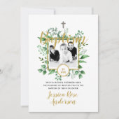 Baptême botanique PHOTO Invitations garçon ou fill (Devant)