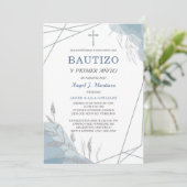 Baptême Boy Invitation Espagnol (Debout devant)