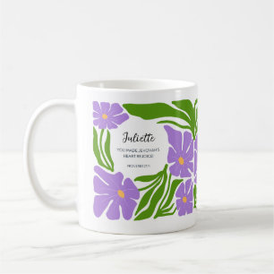 Baptême cadeau JW Purple Green Floral Art Mug