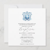 Baptême carré Invitations Cimier Bleu Religieux (Devant)