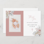 Baptême Carte de remerciements Fille Boho Arc Flor (Devant / Derrière)