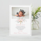 Baptême Carte de remerciements fille rose (Debout devant)