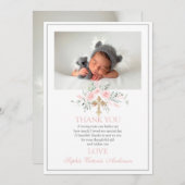 Baptême Carte de remerciements fille rose (Devant / Derrière)