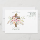 Baptême Carte de remerciements - Sauge rose Flora (Devant)