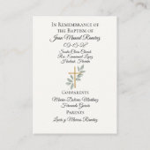 Baptême catholique carte de souvenir pour bébé gar (Dos)