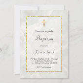 Baptême catholique en marbre blanc Invitation (Devant)