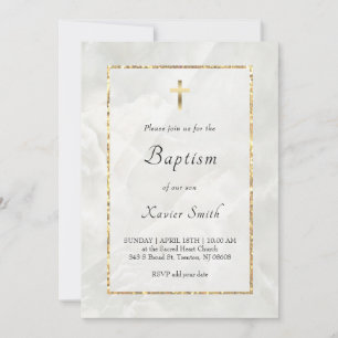 Baptême catholique en marbre blanc Invitation