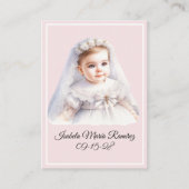 Baptême catholique petite fille rose carte de souv (Devant)