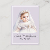 Baptême catholique petite fille violet carte de so (Devant)