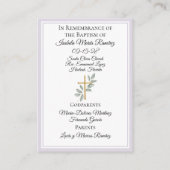 Baptême catholique petite fille violet carte de so (Dos)