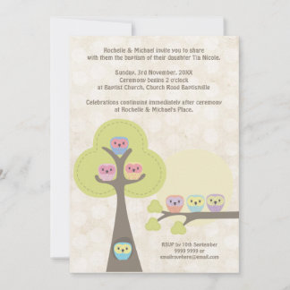 Baptême Cérémonie de baptême Cute Ows Invitation