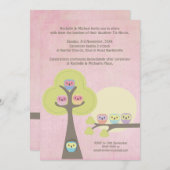 Baptême Cérémonie de baptême Cute Ows Invitation (Devant / Derrière)