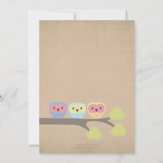 Baptême Cérémonie de baptême Cute Ows Invitation (Dos)