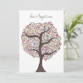 Baptême Christening Bird Tree Invitation personnal (Debout devant)