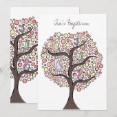 Baptême Christening Bird Tree Invitation personnal (Devant / Derrière)