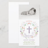Baptême, Christening Carte photo Invitation - Fill (Devant / Derrière)