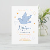Baptême Christening Dove and Stars Invitation (Debout devant)