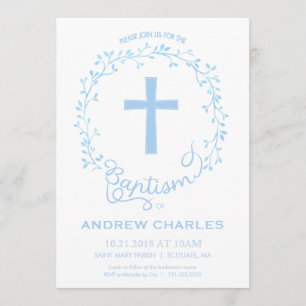 Baptême, Christening Invitation - Baby Boy Invitat