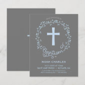 Baptême, Christening Invitation - Baby Boy Invitat (Devant / Derrière)