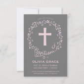 Baptême Christening Invitation - Baby Girl Invitat (Devant)