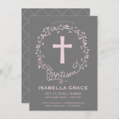 Baptême Christening Invitation - Baby Girl Invitat (Devant / Derrière)