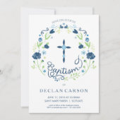 Baptême, Christening Invitation Boys Carte Invitat (Devant)