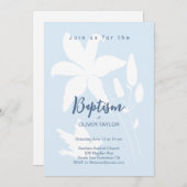 Baptême Christening Lily flower Invitation (Devant / Derrière)