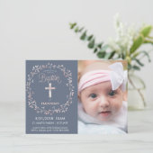 Baptême, Christening Photo Invitation - Baby Girl (Debout devant)