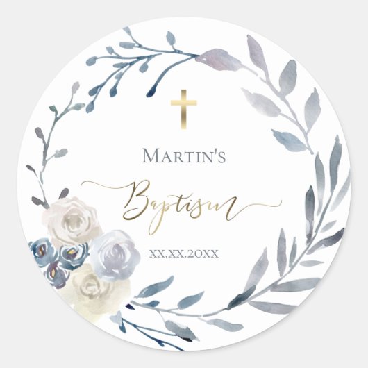 Baptême Classic Round Sticker (Devant)