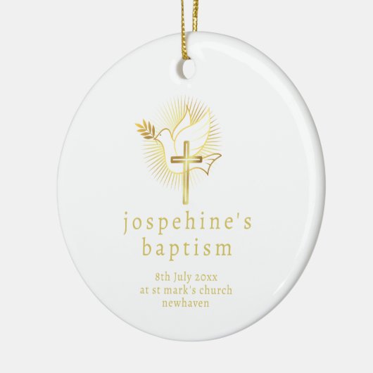 Baptême colombe et croiser ornement céramique (Gauche)