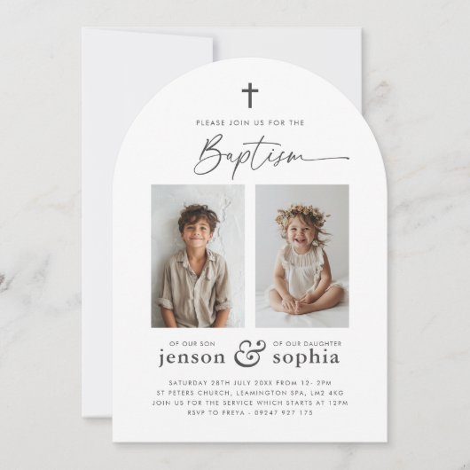 Baptême conjoint 2 Invitation à l'arc photo (Devant)