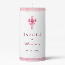 Baptême croisé à carreaux rose coquette personnali
