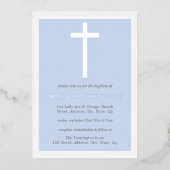 Baptême croisé bleu et argent Invitation à huile (Recto)