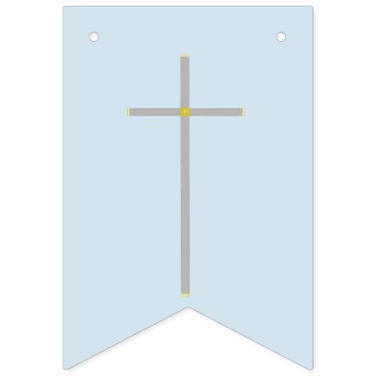 Baptême Croix Bleu Bleu Blancs Photo Bannière (Premier drapeau)