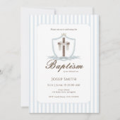 Baptême Croix Bleue Invitation (Devant)