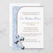 Baptême Croix Bleue / Invitation Christening (Devant / Derrière)